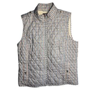 Talbots Women's XL Blue‎ and Pink Quilted Plaid Vest